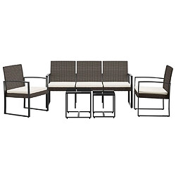 Avis Ensemble salle à manger de jardin 5 pcs avec coussins,Ensemble à dîner d'extérieur marron rotin PP -MN40057