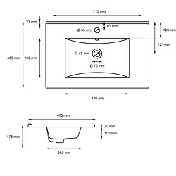 Acheter Ecd Germany Lavabo 710x465x175 mm céramique Blanc