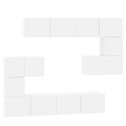 Maison Chic Meuble TV, Banc TV pour salon, Meuble de rangement mural Blanc brillant Bois d'ingénierie -GKD50469