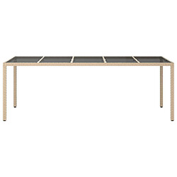 Avis Maison Chic Table de jardin | Table d'extérieur Beige 250x100x75 cm Verre trempé et poly rotin -GKD33828