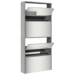 Acheter Maison Chic Armoire à chaussures | Meuble de rangement à chaussures Meuble d'Entrée miroir 4 niveaux sonoma gris 63x17x134 cm -MN45271