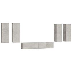 Maison Chic Ensemble de meubles TV 6 pcs | Banc TV Moderne pour salon | Meuble de Rangement - Gris béton Bois d'ingénierie -MN32807