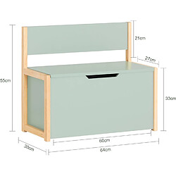 Avis SoBuy KMB94-GR Banc Coffre à Jouet pour Enfants, Coffre de Rangement 2 en 1, Banc de Rangement avec Dossier pour Enfant, Meuble de Rangement, Vert, 64x30x55 cm