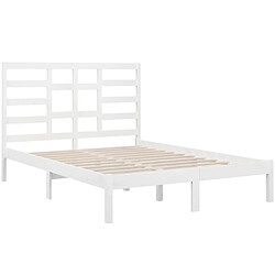 Acheter Maison Chic Lit Moderne Chambre - Cadre/structure de lit pour adulte Blanc Bois de pin massif 140x190 cm -MN98696