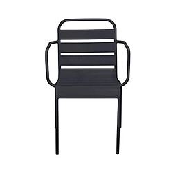 Mes Ensemble table de jardin carrée + 4 fauteuils en métal gris - BACA pas cher