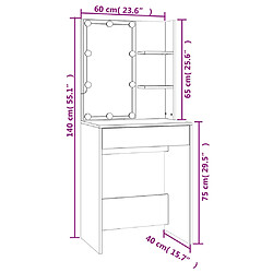 vidaXL Coiffeuse avec LED blanc 60x40x140 cm pas cher