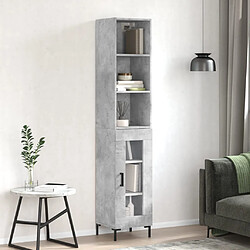 vidaXL Buffet haut Gris béton 34,5x34x180 cm Bois d'ingénierie