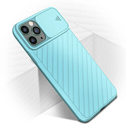 Avizar Coque iPhone 11 Pro Max Protection Finition striée Cache caméra coulissant bleu