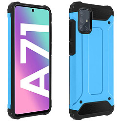 Avizar Coque Samsung Galaxy A71 Design Relief Bi-matière Antichute 1,8m Bleu