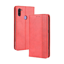 Etui en PU style vintage avec support rouge pour votre Samsung Galaxy M11