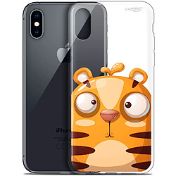 Caseink Coque arrière Apple iPhone Xs / X (5.8 ) Crystal Gel HD [ Nouvelle Collection - Souple - Antichoc - Imprimé en France] Cartoon Tiger