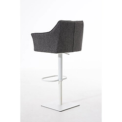 Acheter Decoshop26 Tabouret de bar chaise haute de comptoir couture carrées assise en tissu gris titane cadre en métal blanc 10_0004757