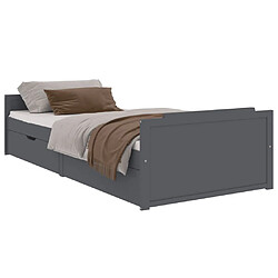 vidaXL Cadre de lit sans matelas gris foncé bois pin massif 90x200cm