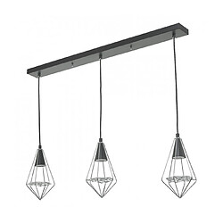 Luminaire Center Suspension Gianni Chrome poli,Noir mat 3 ampoules 30cm