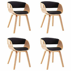 Maison Chic Lot de 4 Chaises à manger,Chaise pour cuisine noir bois courbé et similicuir -MN15922