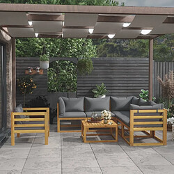 Maison Chic Salon de jardin 7 pcs - Table et chaises d'extérieur - Mobilier/Meubles de jardin Moderne avec coussin Bois d'acacia solide -MN35506