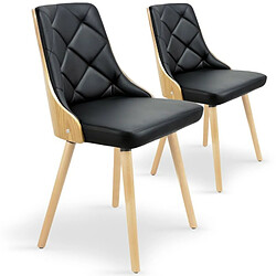 Paris Prix Lot de 2 Chaises Scandinave Cargo 79cm Chêne & Noir