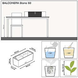 LECHUZA Jardinière BALCONERA Stone 50 ALL-IN-ONE Gris pas cher