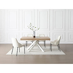 Vente-Unique Table à manger extensible 6 à 10 personnes en MDF et métal - Naturel et blanc - CATONAV