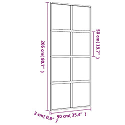 vidaXL Porte coulissante doré 90x205 cm verre ESG dépoli et aluminium pas cher