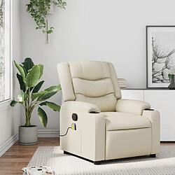 Maison Chic Fauteuil Relax pour salon, Fauteuil inclinable de massage Crème Similicuir -GKD73926