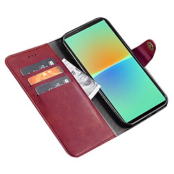 Etui en PU IDEWEI antichoc, texture fine, anti-rayures avec support pour votre Sony Xperia 10 IV 5G - rouge