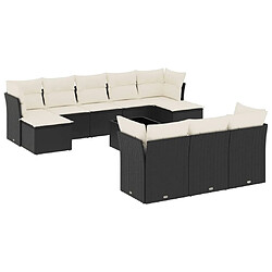 vidaXL Salon de jardin 11 pcs avec coussins noir résine tressée