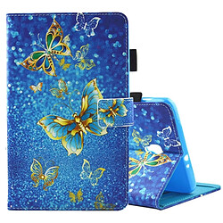 Wewoo Housse Étui pour Samsung Galaxy Tab A 8.0 / T380 & T385 motif de papillons dorés horizontal en cuir avec porte-cartes et fentes cartes