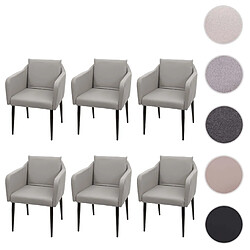 Mendler Lot de 6 chaises de salle à manger HWC-H93, chaise de cuisine fauteuil ~ similicuir taupe-gris