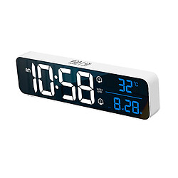 Miroir De Chevet Music Digital Clock LED Avec Température 2 Alarmes Noir