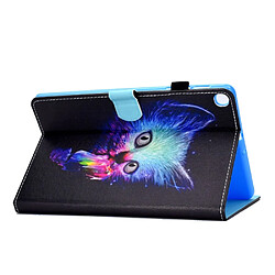 Acheter Etui en PU impression de motifs avec des fentes pour cartes chaton diabolique pour votre Samsung Galaxy Tab A 10.1(2019) T510/T515