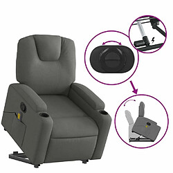 Maison Chic Fauteuil Relax pour salon, Fauteuil de massage inclinable Gris foncé Tissu -GKD70802 pas cher