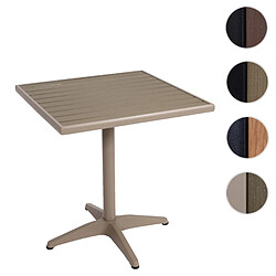 Mendler Table de jardin HWC-J95, table de balcon table de bistrot revêtement aluminium aspect bois ~ champagne, gris