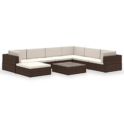 Maison Chic Salon de jardin 8 pcs + coussins - Mobilier/Meubles de jardin - Table et chaises d'extérieur Résine tressée Marron -MN41937