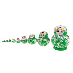 adorables filles en bois poupées russes nidification babushka matryoshka jouets vert pas cher