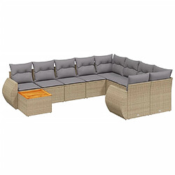 Maison Chic Salon de jardin avec coussins 10 pcs, Ensemble Tables et chaises de jardin, beige résine tressée -GKD900525