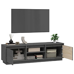 Maison Chic Meuble TV scandinave - Banc TV pour salon Gris 140x35x40 cm Bois de pin massif -MN19034 pas cher