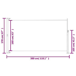 vidaXL Auvent latéral rétractable de patio 170x300 cm Rouge pas cher