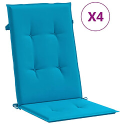 vidaXL Coussins de chaise de jardin à dossier haut lot de 4 bleu tissu