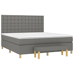 Avis Maison Chic Lit Adulte - Lit simple Lit à sommier tapissier avec matelas moelleux - Meuble de Chambre - Gris foncé 160x200cm Tissu -MN79498