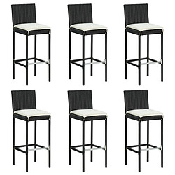 Acheter Maison Chic Ensemble de bar de jardin 7 pcs et coussins,Table + chaises + coussins d'extérieur noir poly rotin -GKD377351