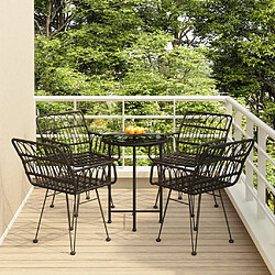 Maison Chic Mobilier à dîner 5 pcs de jardin - Ensemble table et chaises d'extérieur - Salon/Mobilier de jardin classique Noir Résine tressée -MN45875