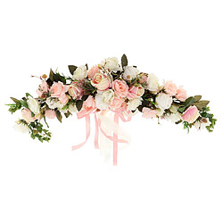 soie artificielle rose porte linteau fleur miroir fleur guirlande rose et blanc