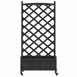 Acheter Maison Chic Jardinière,Bac à fleurs avec treillis - pot de fleur et roues noir bois massif de sapin -GKD51006