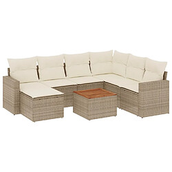 vidaXL Salon de jardin avec coussins 8 pcs beige résine tressée