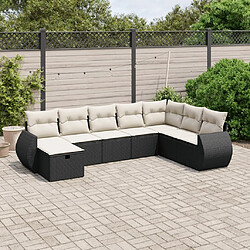 Maison Chic Ensemble Tables et chaises d'extérieur 8 pcs avec coussins,Salon de jardin noir résine tressée -GKD387888