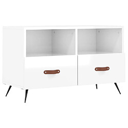 Maison Chic Meuble TV scandinave - Banc TV pour salon Blanc brillant 80x36x50 cm Bois d'ingénierie -MN48662