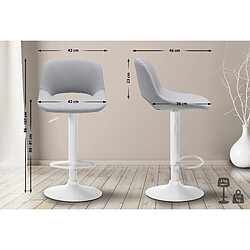 Avis Decoshop26 Tabouret de bar chaise haute x1 avec repose-pieds en PVC gris piètement métallique blanc 10_0004587