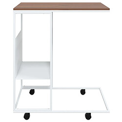 Avis Maison Chic Table d'appoint | Table Basse et roues Blanc 55x36x63,5 cm Bois d'ingénierie -GKD21580