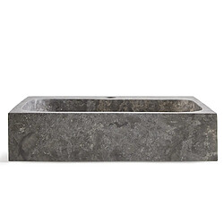 Pegane Vasque à poser / lavabo en marbre coloris gris - Longueur 52 x Hauteur 13 x Profondeur 42 cm